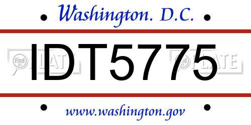 IDT5775 District Of Columbia License Plate