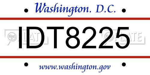 IDT8225 District Of Columbia License Plate