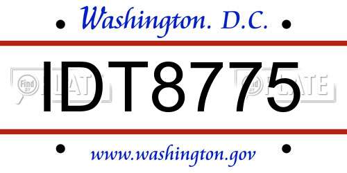 IDT8775 District Of Columbia License Plate