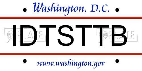 IDTSTTB District Of Columbia License Plate