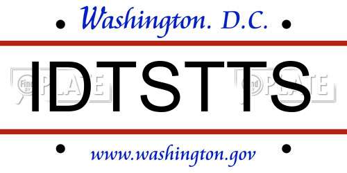 IDTSTTS District Of Columbia License Plate