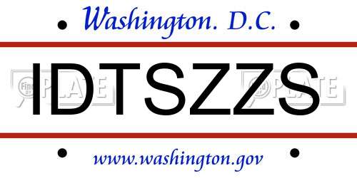 IDTSZZS District Of Columbia License Plate