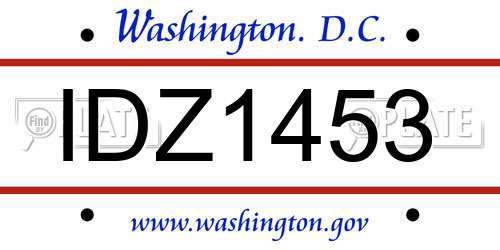 IDZ1453 District Of Columbia License Plate