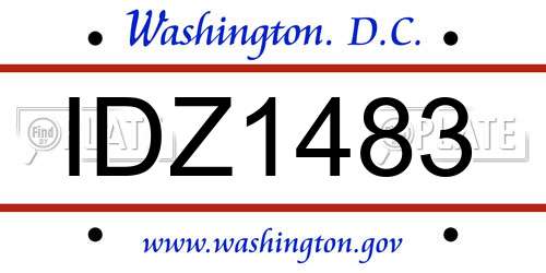 IDZ1483 District Of Columbia License Plate