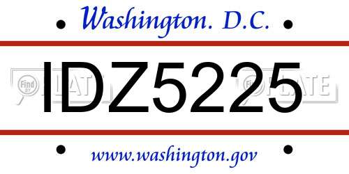IDZ5225 District Of Columbia License Plate