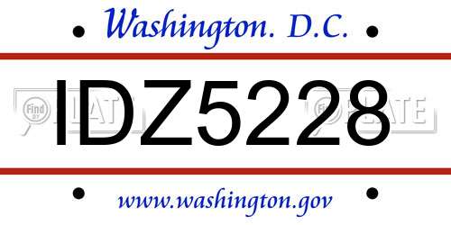 IDZ5228 District Of Columbia License Plate