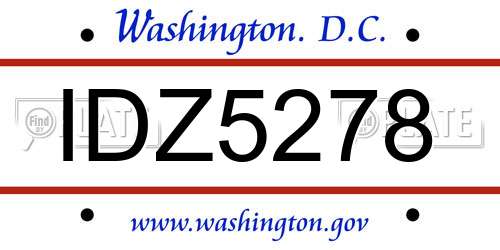 IDZ5278 District Of Columbia License Plate