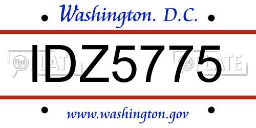 IDZ5775 District Of Columbia License Plate