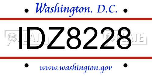 IDZ8228 District Of Columbia License Plate