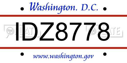 IDZ8778 District Of Columbia License Plate
