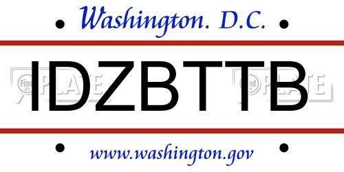IDZBTTB District Of Columbia License Plate