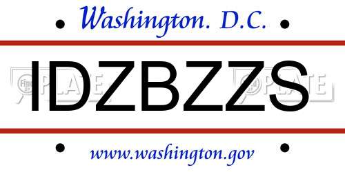 IDZBZZS District Of Columbia License Plate