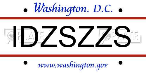 IDZSZZS District Of Columbia License Plate