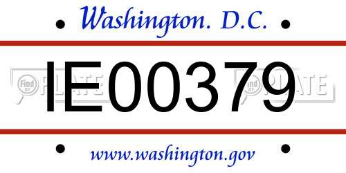 IE00379 District Of Columbia License Plate