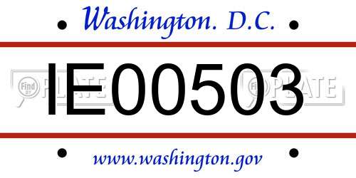 IE00503 District Of Columbia License Plate