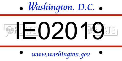 IE02019 District Of Columbia License Plate