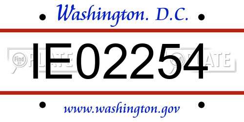 IE02254 District Of Columbia License Plate