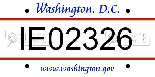 IE02326 District Of Columbia License Plate