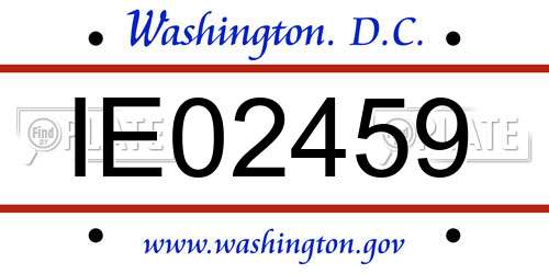 IE02459 District Of Columbia License Plate