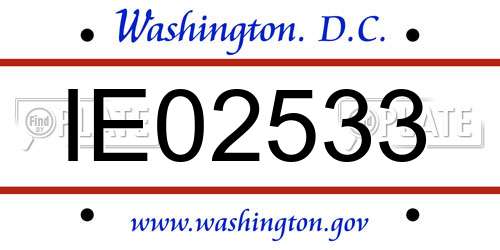 IE02533 District Of Columbia License Plate