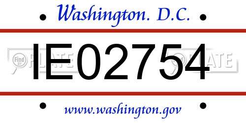IE02754 District Of Columbia License Plate