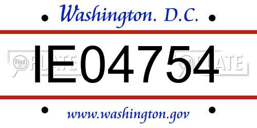 IE04754 District Of Columbia License Plate
