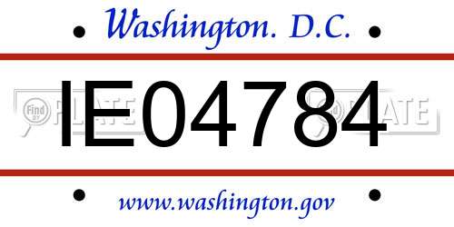 IE04784 District Of Columbia License Plate