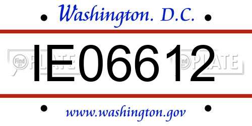 IE06612 District Of Columbia License Plate