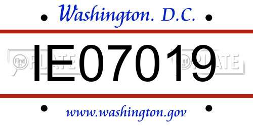 IE07019 District Of Columbia License Plate