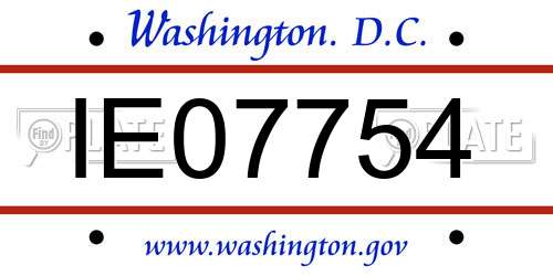 IE07754 District Of Columbia License Plate