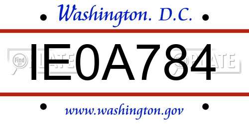 IE0A784 District Of Columbia License Plate