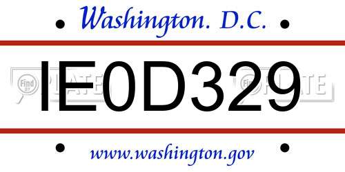 IE0D329 District Of Columbia License Plate