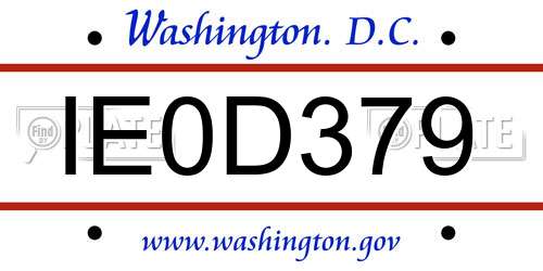 IE0D379 District Of Columbia License Plate