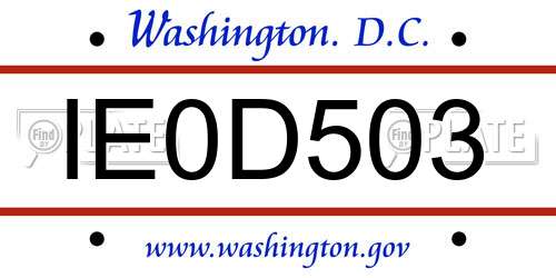 IE0D503 District Of Columbia License Plate