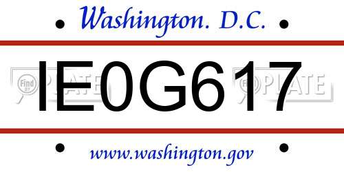 IE0G617 District Of Columbia License Plate