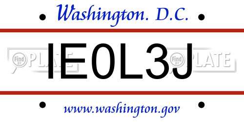 IE0L3J District Of Columbia License Plate