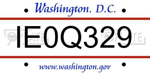 IE0Q329 District Of Columbia License Plate
