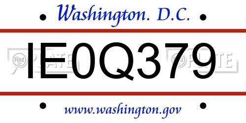 IE0Q379 District Of Columbia License Plate