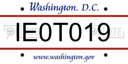 IE0T019 District Of Columbia License Plate