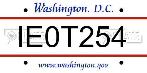 IE0T254 District Of Columbia License Plate