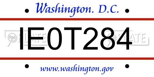 IE0T284 District Of Columbia License Plate