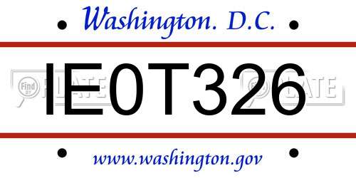 IE0T326 District Of Columbia License Plate
