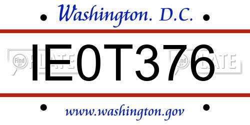 IE0T376 District Of Columbia License Plate