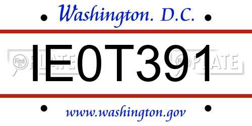 IE0T391 District Of Columbia License Plate