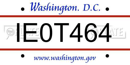 IE0T464 District Of Columbia License Plate