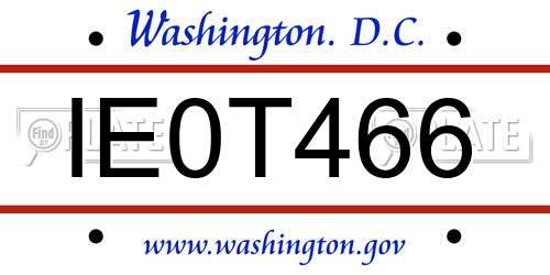 IE0T466 District Of Columbia License Plate