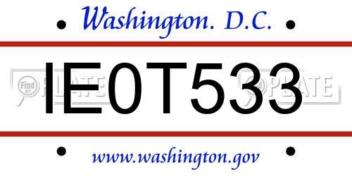 IE0T533 District Of Columbia License Plate