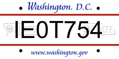 IE0T754 District Of Columbia License Plate