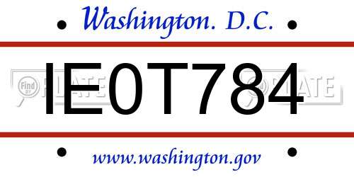 IE0T784 District Of Columbia License Plate