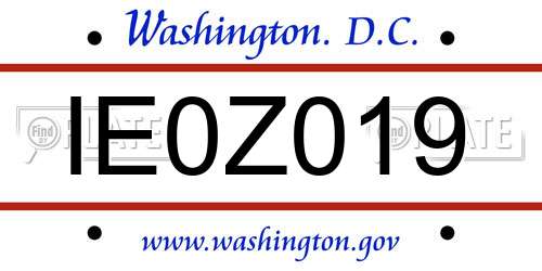 IE0Z019 District Of Columbia License Plate